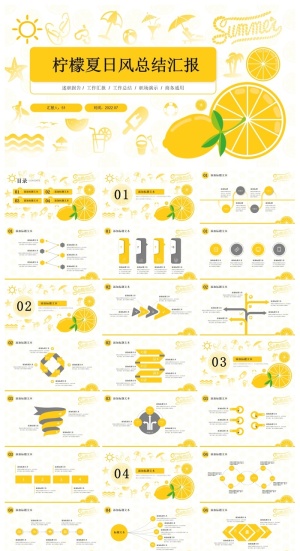 柠檬主题夏日风商务通用ppt模板预览图