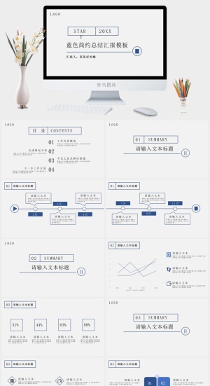 简约总结汇报模板预览图
