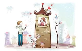 男孩给女孩送礼物