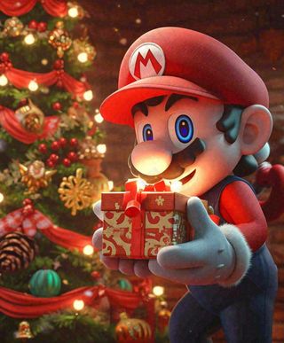 圣诞卡通马里奥，温馨快递员，3D