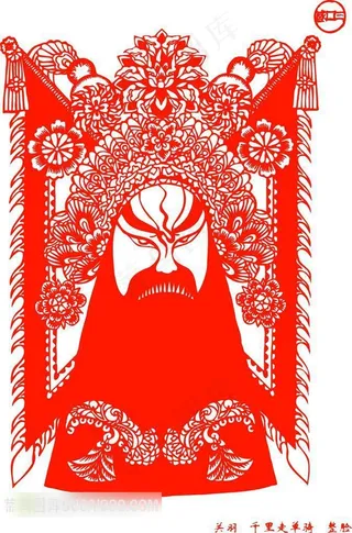 中国剪纸京剧脸谱关羽