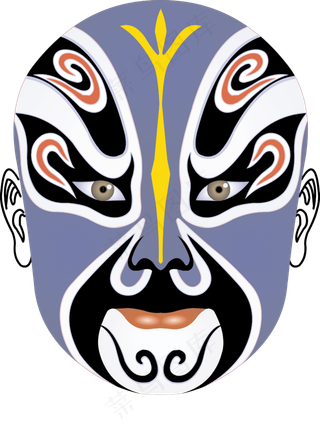 [京剧国粹]卡通紫色脸谱素材图