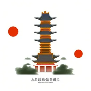中国古代建筑插画png免抠