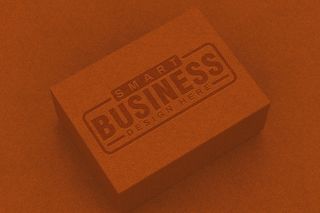 橙色盒子logo样机模板