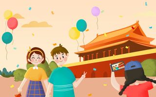 国庆儿童旅游*背景素材