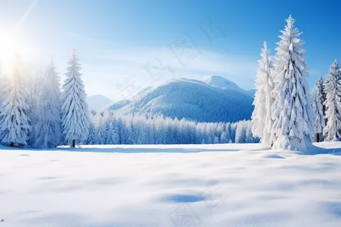 冬季雪景雾凇阳光高原摄影图 冬季雪景雾凇阳光高原摄影图