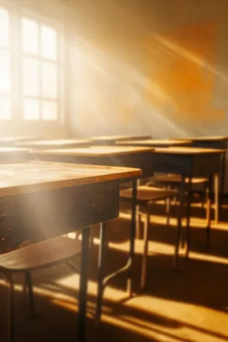 教室课桌光点摄影图