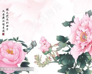 牡丹花水墨画艺术图片