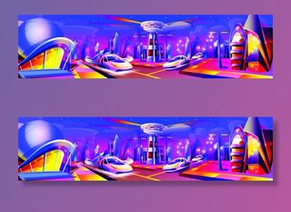 时尚潮流赛博朋克元宇宙虚拟城市夜景Banner海报背景AI矢量图素材