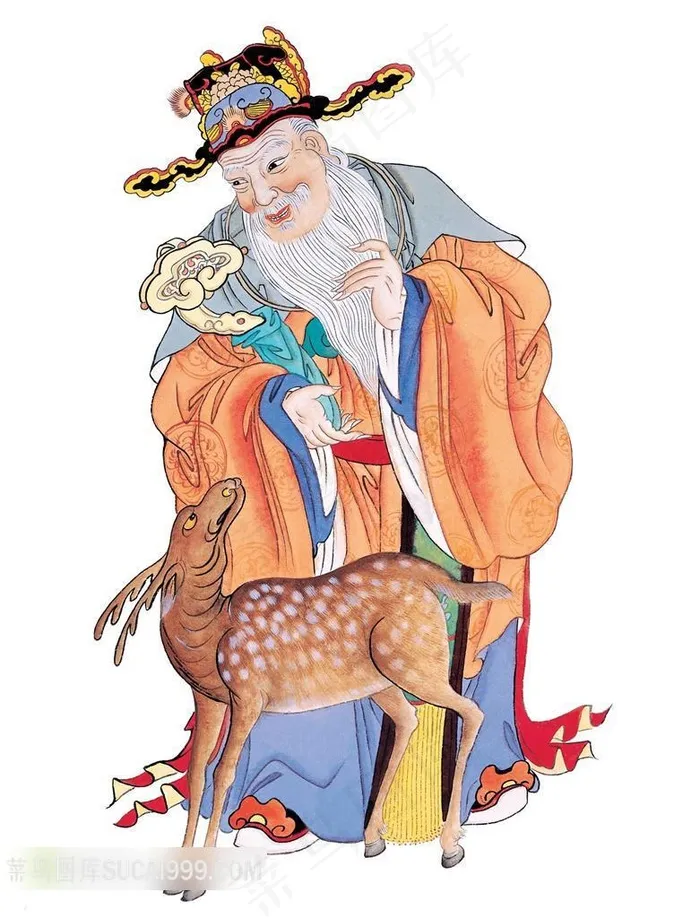 中国传统图案财神门神像