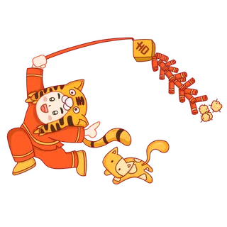 2022虎年新年春节过年场景放鞭炮