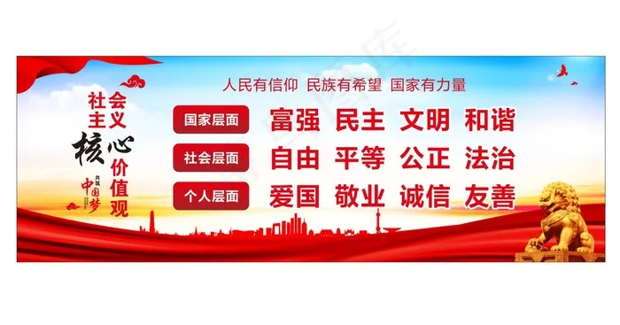 核心价值观展板cdr矢量模版下载