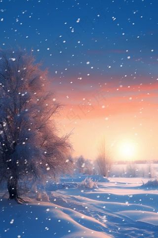 简约粉蓝创意冬天背景