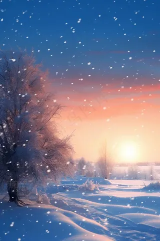 简约粉蓝创意冬天背景