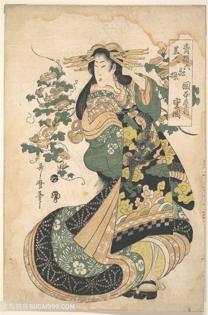 喜多川歌磨唯美手绘女性插画