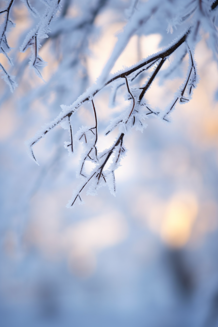 冬天树枝上挂满了雾凇雪摄影图