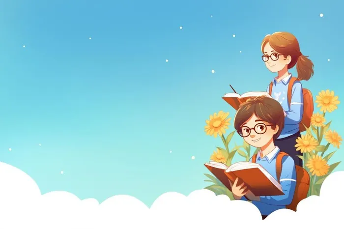 简约学生学习鲜花清新banner背景