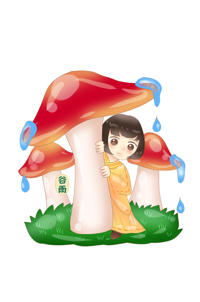二十四节气谷雨场景插画psd模版下载