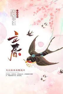 创意立春2月二月春天春季你好24二十四节气广告海报素材设计模板