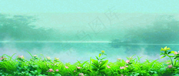 春天河面湖面花草意境古风，春分谷雨(1680x720)