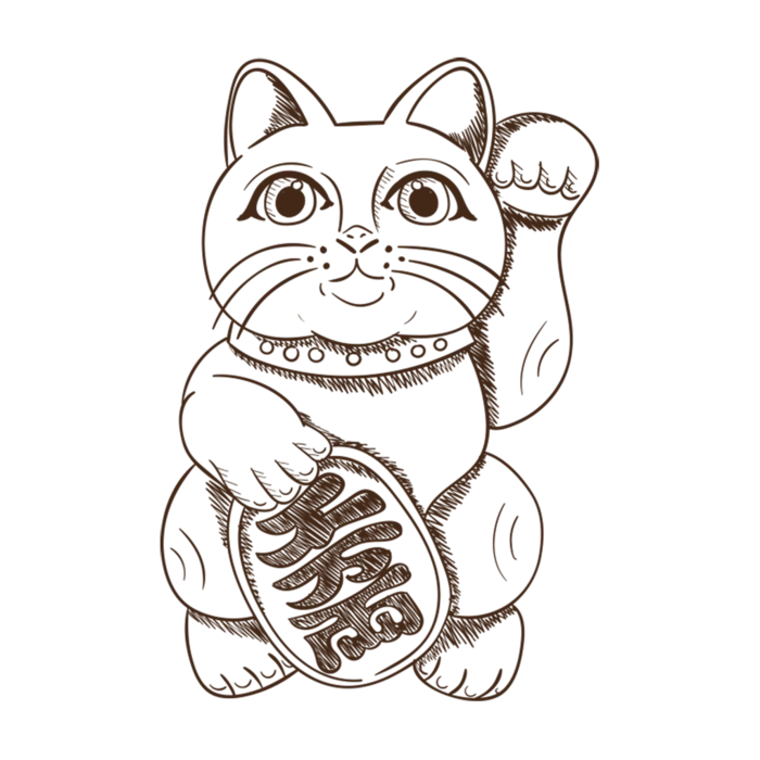 招财猫线条画
