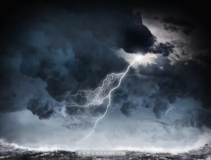 波涛汹涌的大海景色