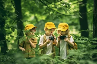 少儿探险森林清新banner背景