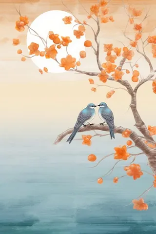 秋季落叶简约清新淡雅背景