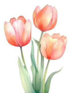 郁金香水彩鲜花元素 郁金香水彩鲜花元素