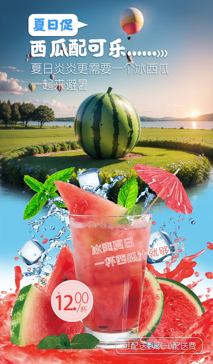 西瓜汁促销海报模板psd模版下载