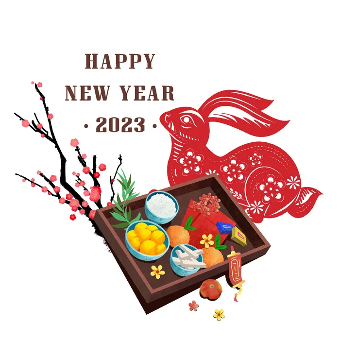 兔年2023年挂画psd模版下载