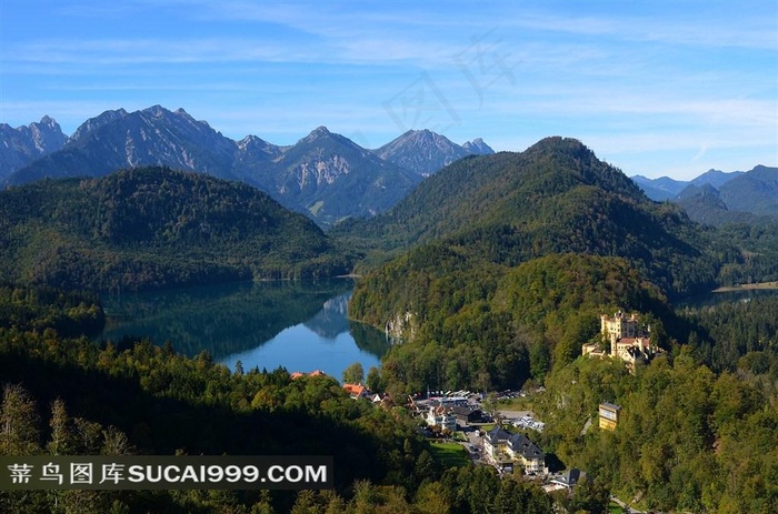 德国阿尔卑斯山湖群风景群山图片