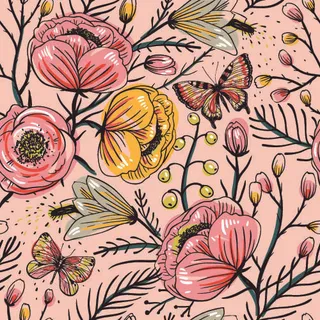 花卉唯美手绘花朵面料纹理手机壳布料面料印花服装矢量图案素材