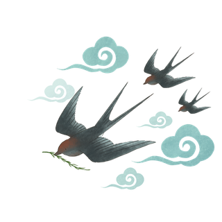 清明元素卡通春天古风中式山水画中国风