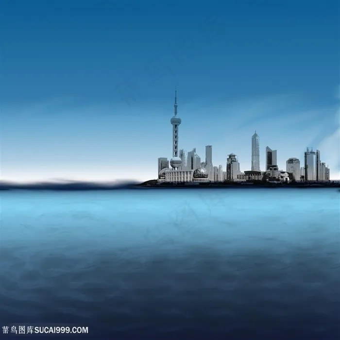 蓝色大海城市建筑