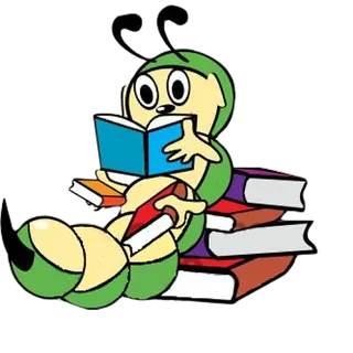 虫子读书卡通简笔少儿兴趣班素材