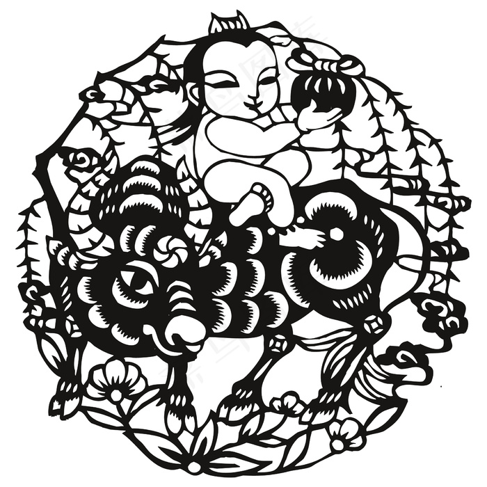 牛年剪纸 剪纸风元素