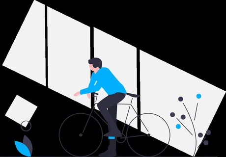 2.5d骑自行车插画小图标素材