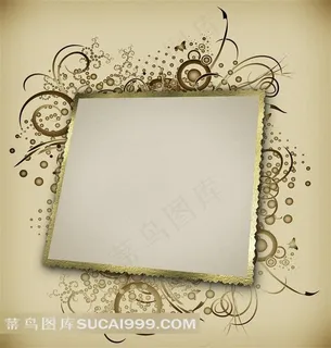 复古花纹方框背景图片
