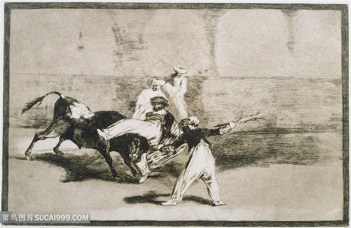 弗朗西斯科・何塞・德・戈雅(1746-1828)(西班牙语)-一个摩尔人被公牛抓住了
