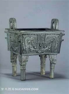 古代四角香炉青铜器高清图片