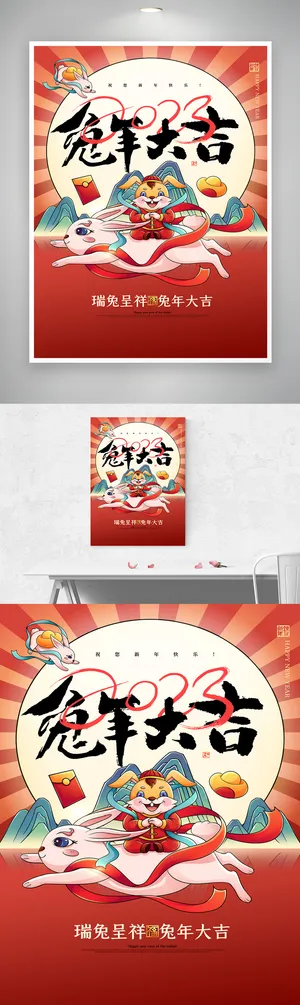 大气2023兔年春节活动宣传图片