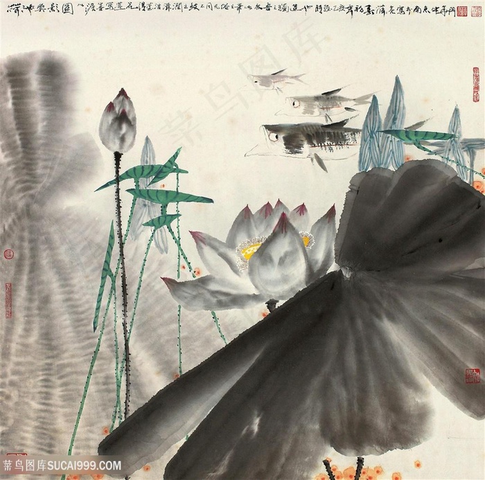 薛亮水墨风景画水墨莲花中式装饰画