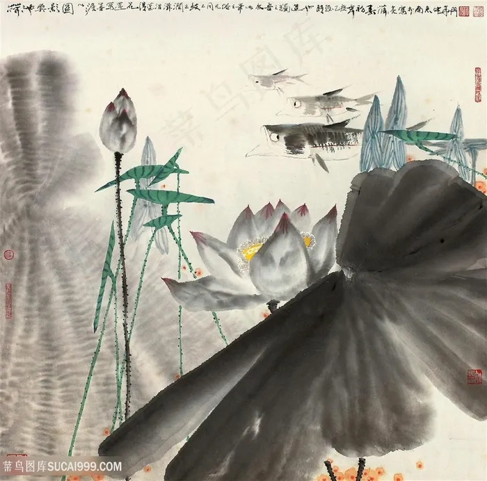 薛亮水墨风景画水墨莲花中式装饰画
