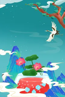 中式古典国潮来袭海报展板宣传背景图PSD设计PS模板素材