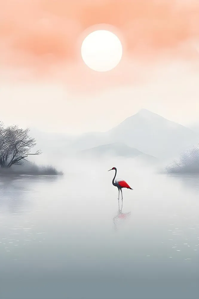 清新意境白云山水背景(2400x3600)