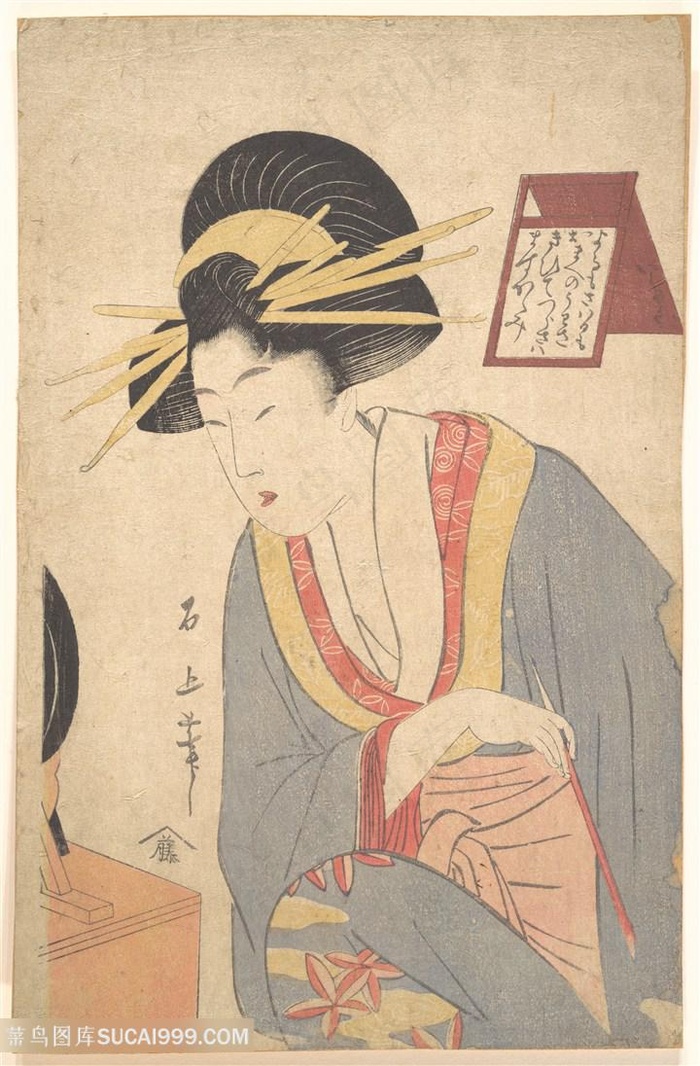 喜多川歌磨手绘日本美女装饰画