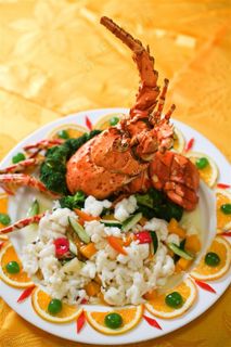 大龙虾俯视图拍摄海鲜美食图片