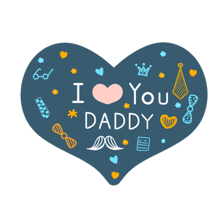 父亲节心形胡子元素