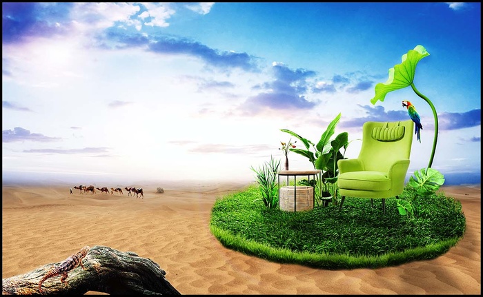 沙漠沙发清新海报